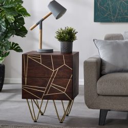 Dark Gold 2 Drawer Side Table