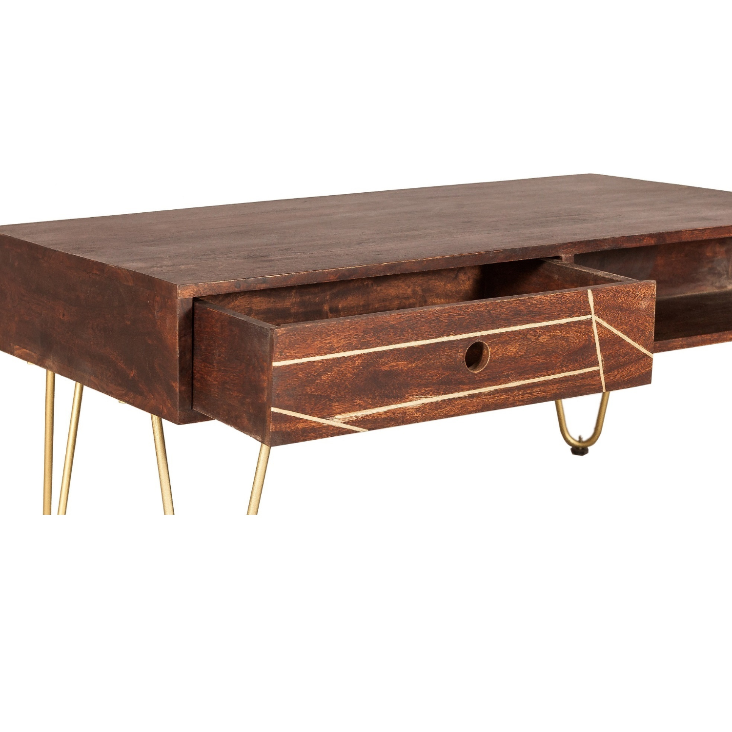 Dark Gold Rectangular Coffee Table with Drawer - Image 8