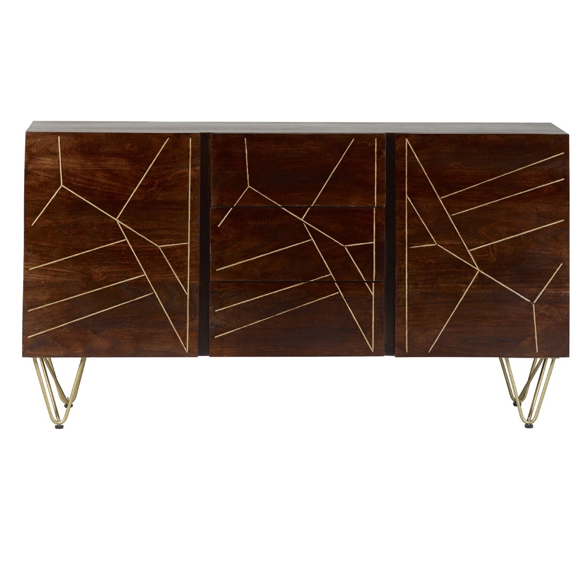 Dark Gold Extra Large Sideboard 3 Drawers and 2 Doors - Image 3