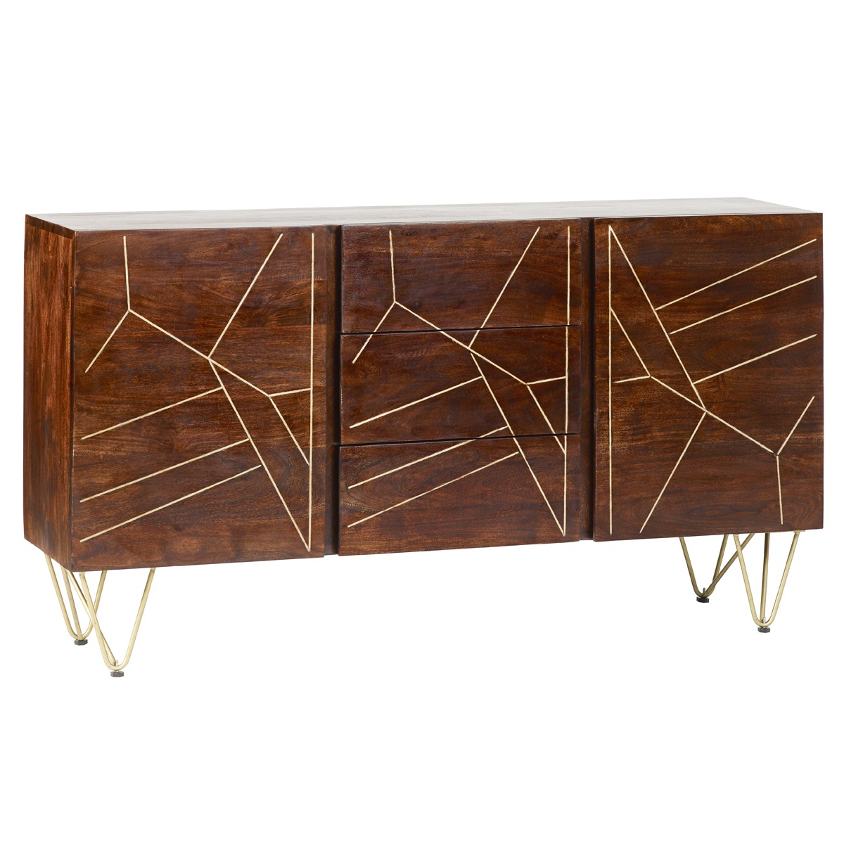 Dark Gold Extra Large Sideboard 3 Drawers and 2 Doors - Image 2