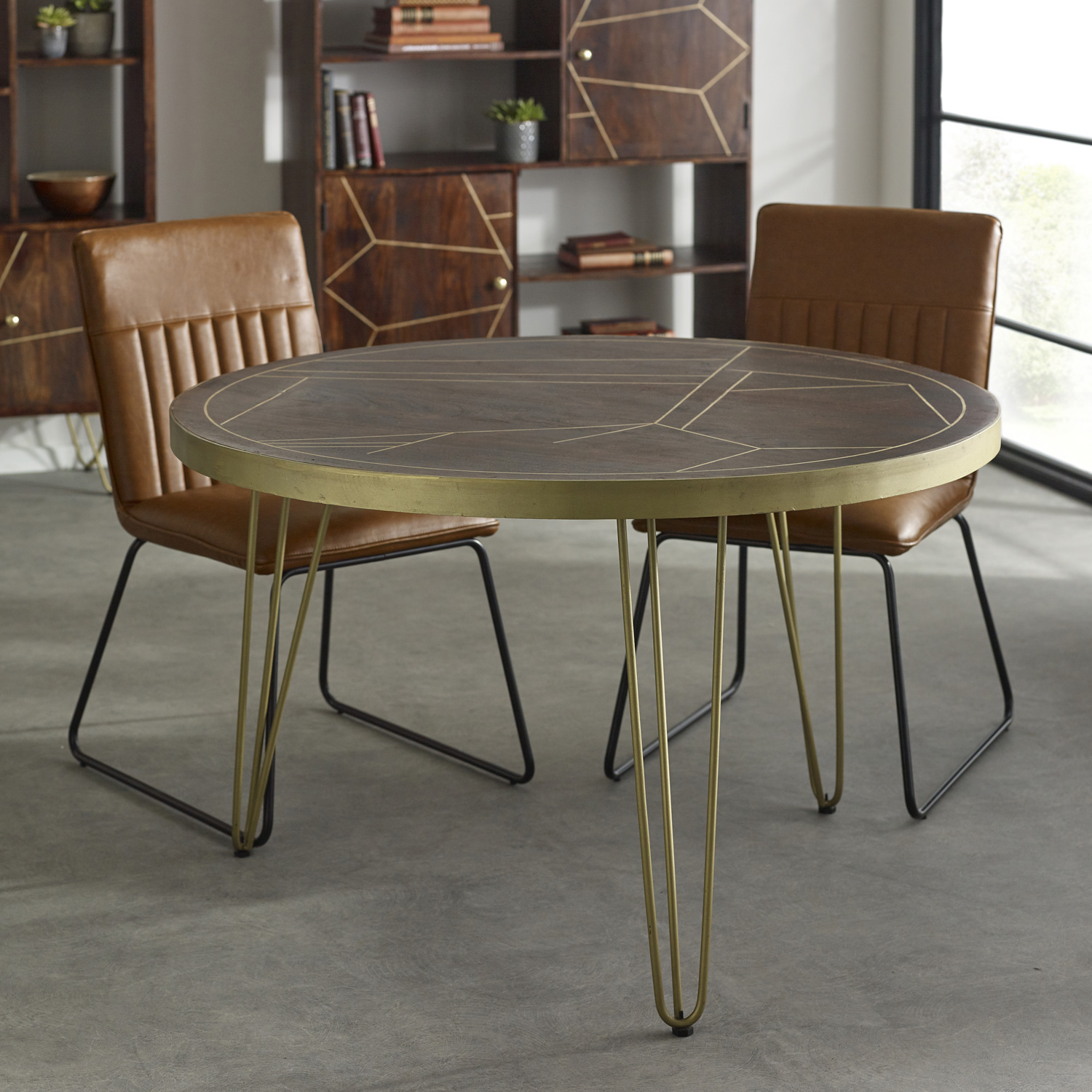 Dark Gold Round Dining Table - Image 2
