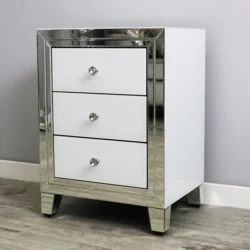 Bianco Three Drawer Bedside Unit
