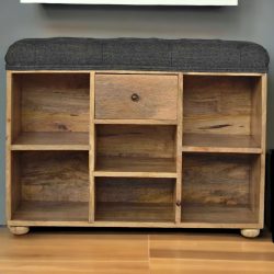 Black Tweed 1 Drawer Bench
