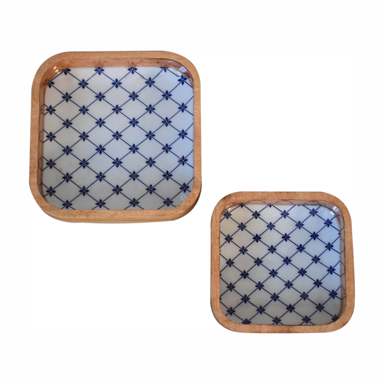 Blue and White Square Bowl Set of 2 - Image 7