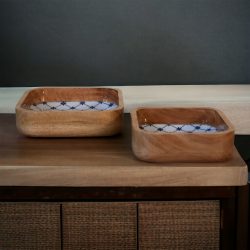 Blue and White Square Bowl Set of 2
