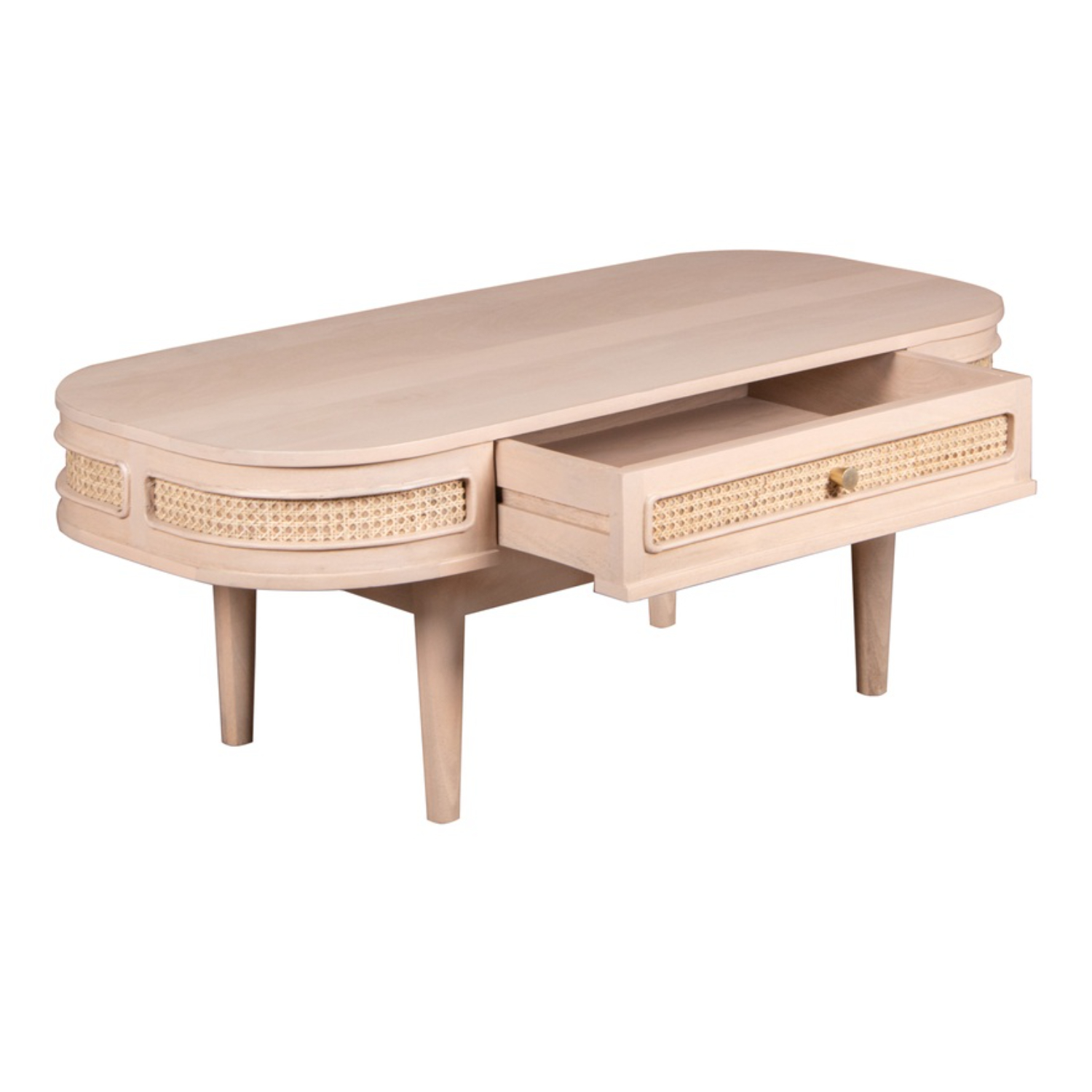Valencia Cane & Mango Wood 1 Drawer Coffee Table - Image 4