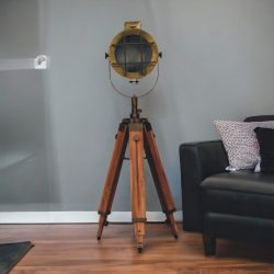 Caged Brass Spotlight Floor Lamp