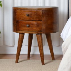 Chestnut Rounded Bedside Table