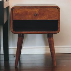 Curve Open Slot Chestnut Bedside