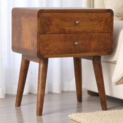 Curved Chestnut Bedside