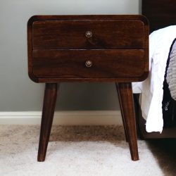 Curved Dark Walnut Bedside