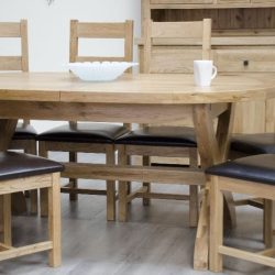 Deluxe Oval Oak X leg Dining Table