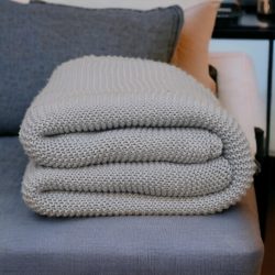 Double Blue Knit Throw