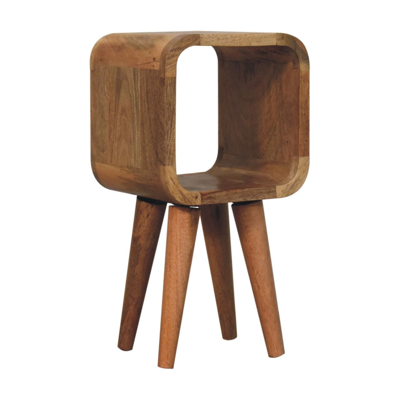 Extra Mini Minimalist Open Curved Oak-ish Bedside - Image 4