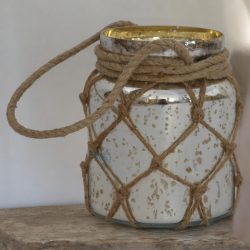 Glass Jar Lantern with Rope