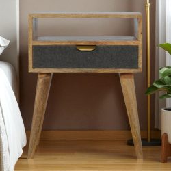 Grey Tweed Bedside with Open Slot