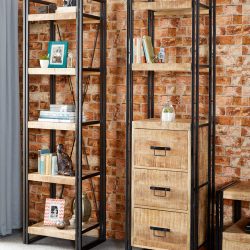 Cosmo Industrial Slim Open Bookcase