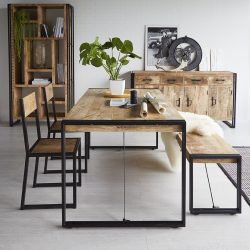 Cosmo Industrial Metal & Wood Dining Table - Medium