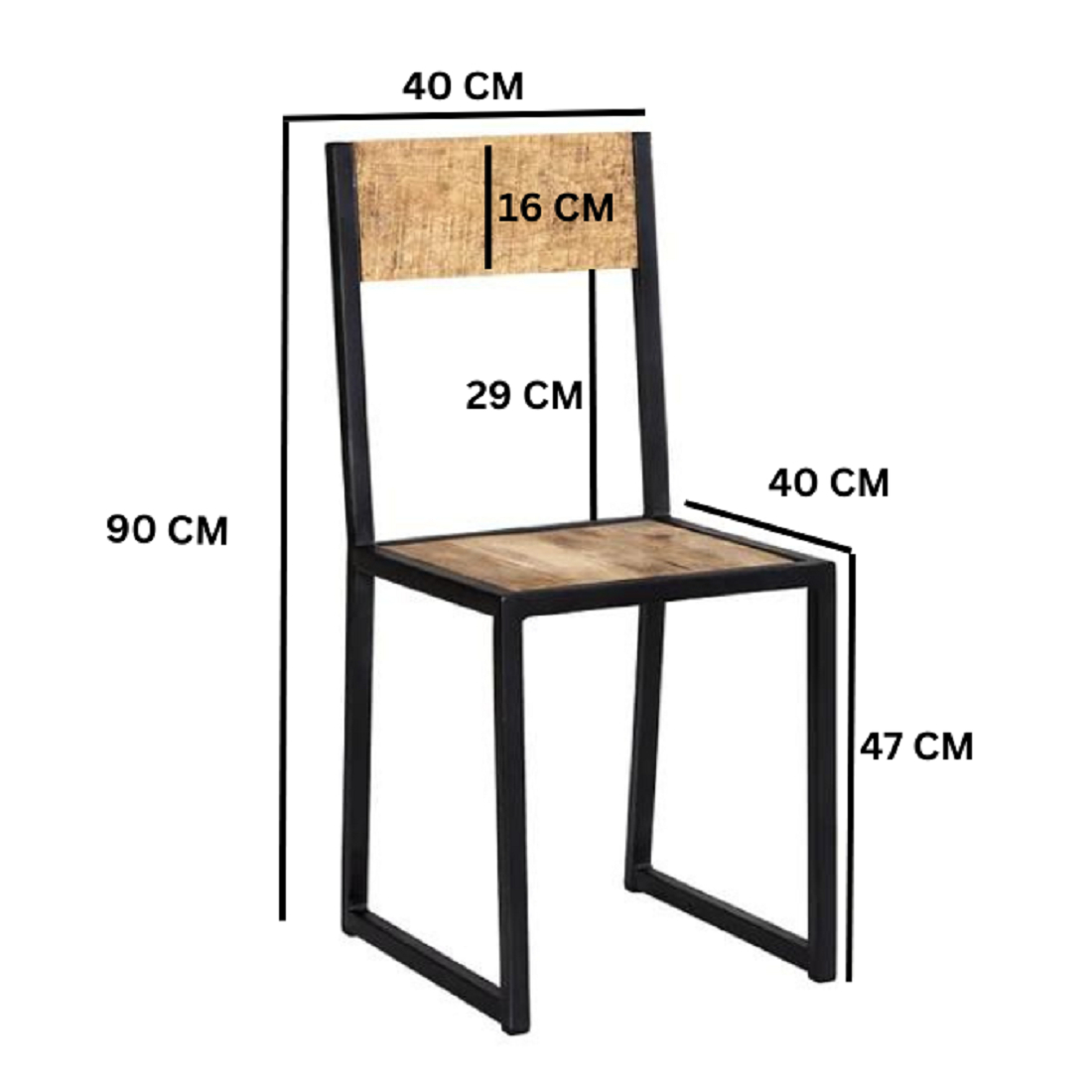 Cosmo Industrial Metal & Wood Dining Chair (Sold in Pairs) - Image 9