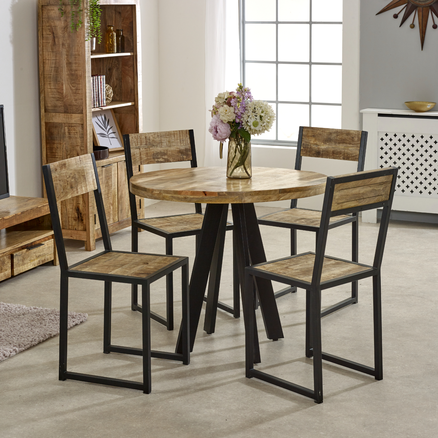 Cosmo Industrial Metal & Wood Dining Chair (Sold in Pairs) - Image 3