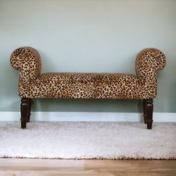 Leopard Print Velvet Bench