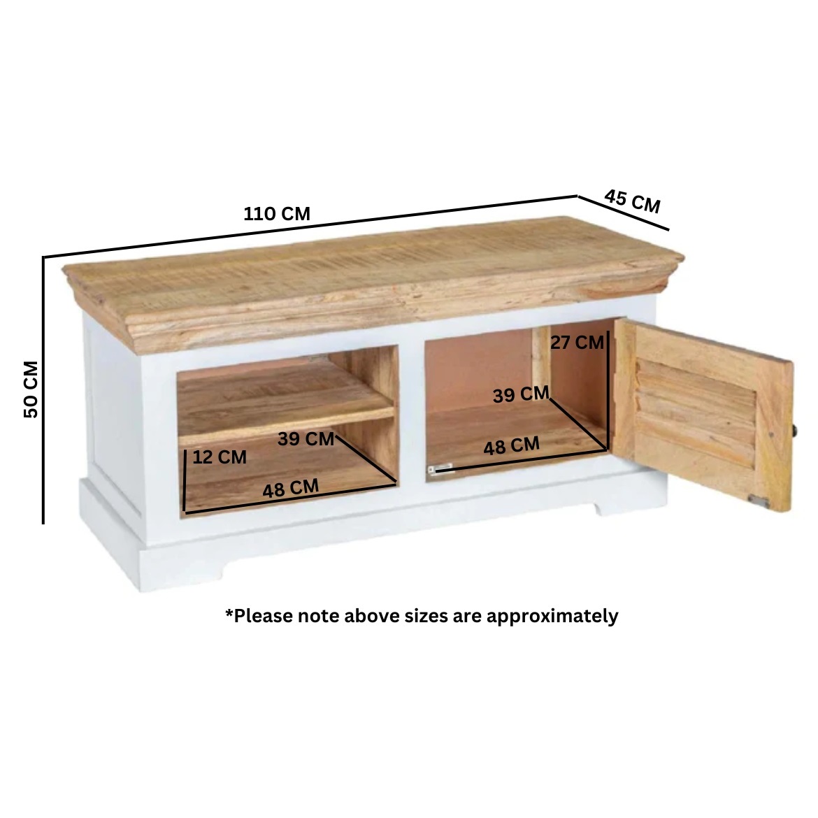 Alfie Wood Tv Cabinet/Bench/Shoe Rack Upto 43" - Image 8