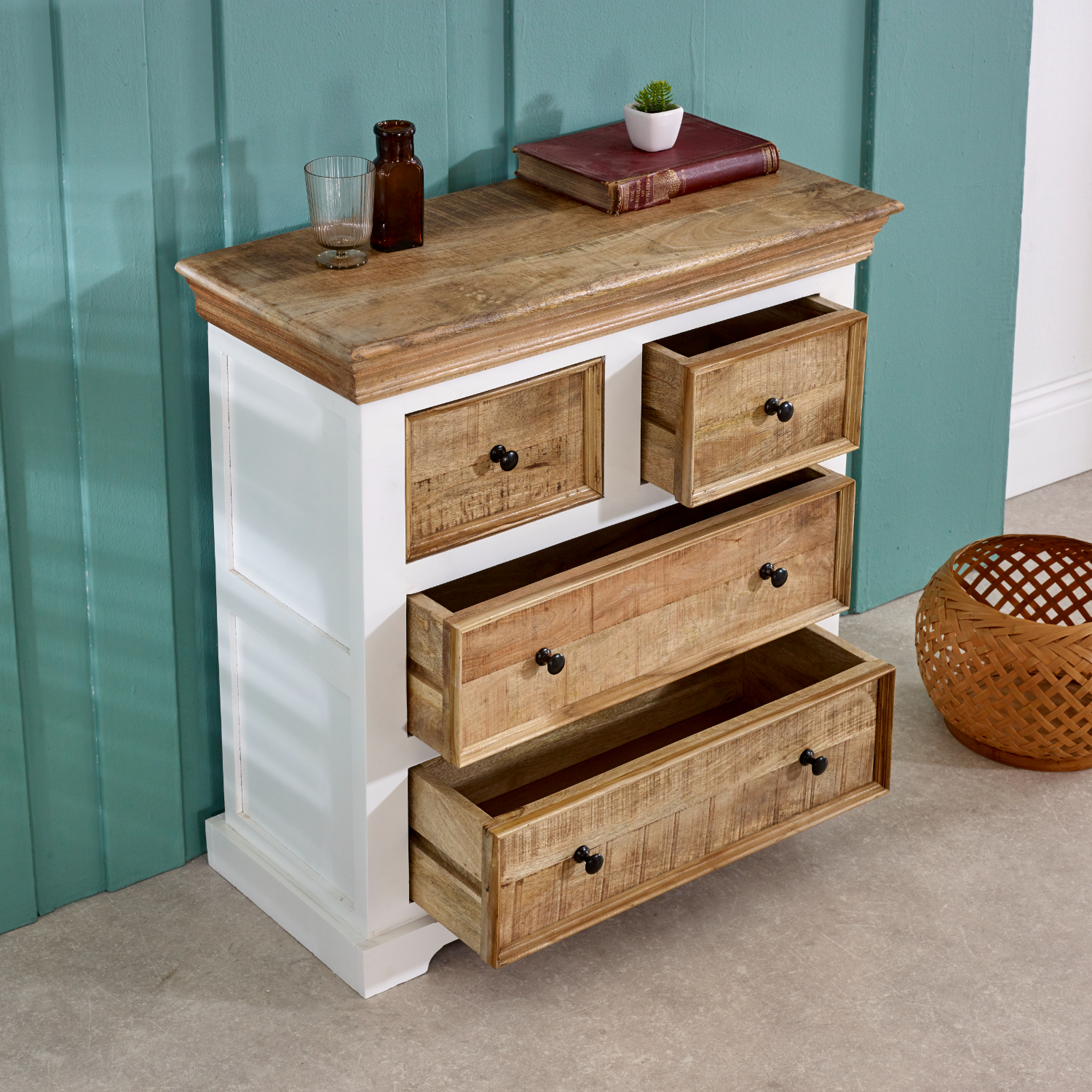 Alfie Solid Mango Wood 4 Chest Of Drawers - Image 3