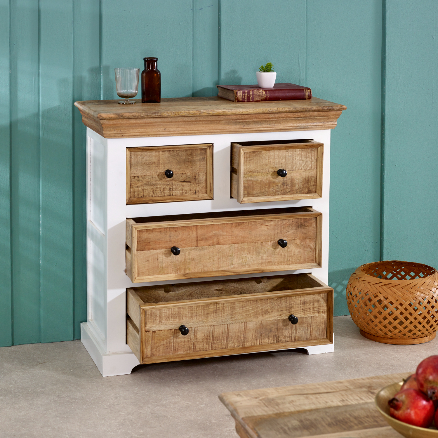 Alfie Solid Mango Wood 4 Chest Of Drawers - Image 4