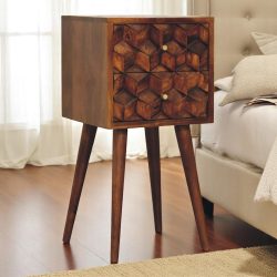 Mini Chestnut Cube 2 Drawer Bedside