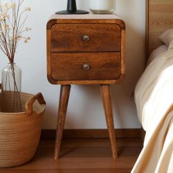 Mini Chestnut Curved Bedside
