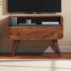 Mini Chestnut Curved Media Unit