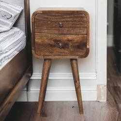 Mini Curved Grey Washed Bedside