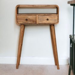 Mini Curved Oak-ish Console Table