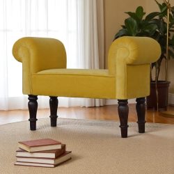 Mini Mustard Velvet Bench