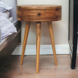 Mini Oak-ish Circular Shape Bedside