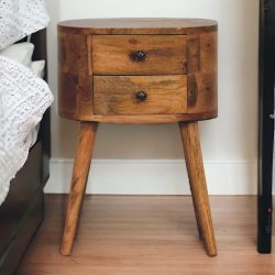 Mini Oak-ish Rounded Bedside Table
