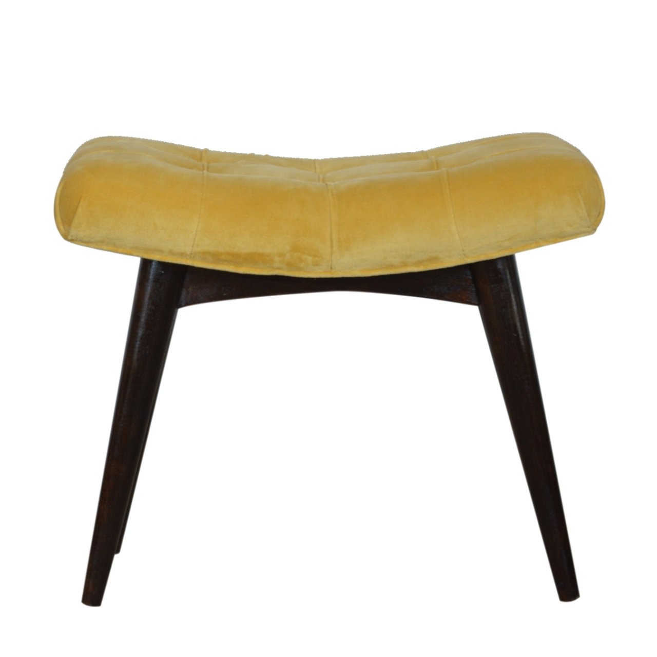 Mustard Cotton Velvet Curved Bench - Image 5