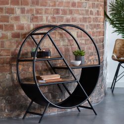 Cosmo Industrial Round Open Bookcase