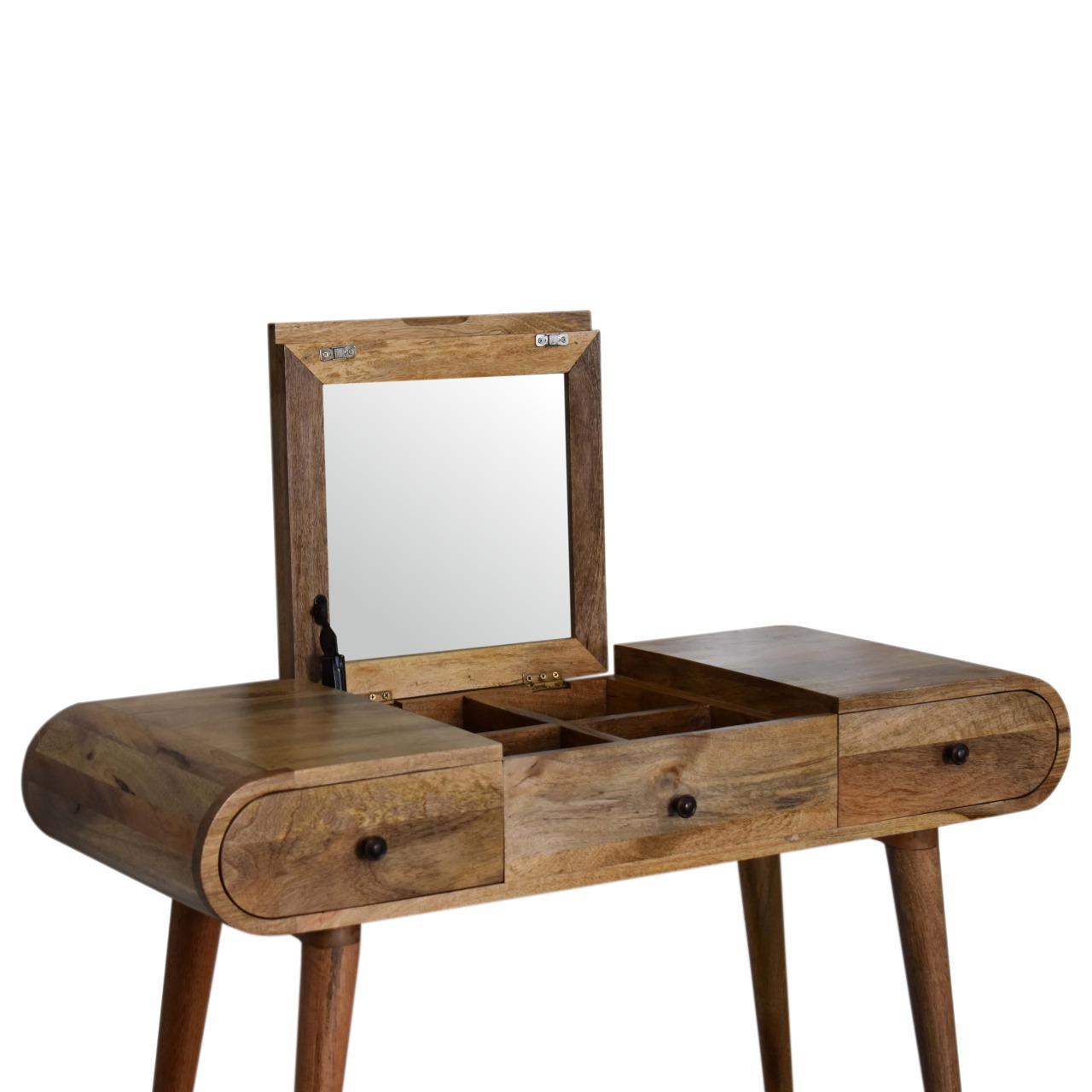 Oak-ish Round Dressing Table - Image 3