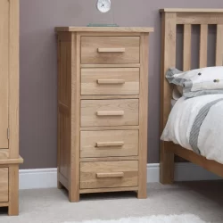 Opus Oak 5 Drawer Narrow Chest