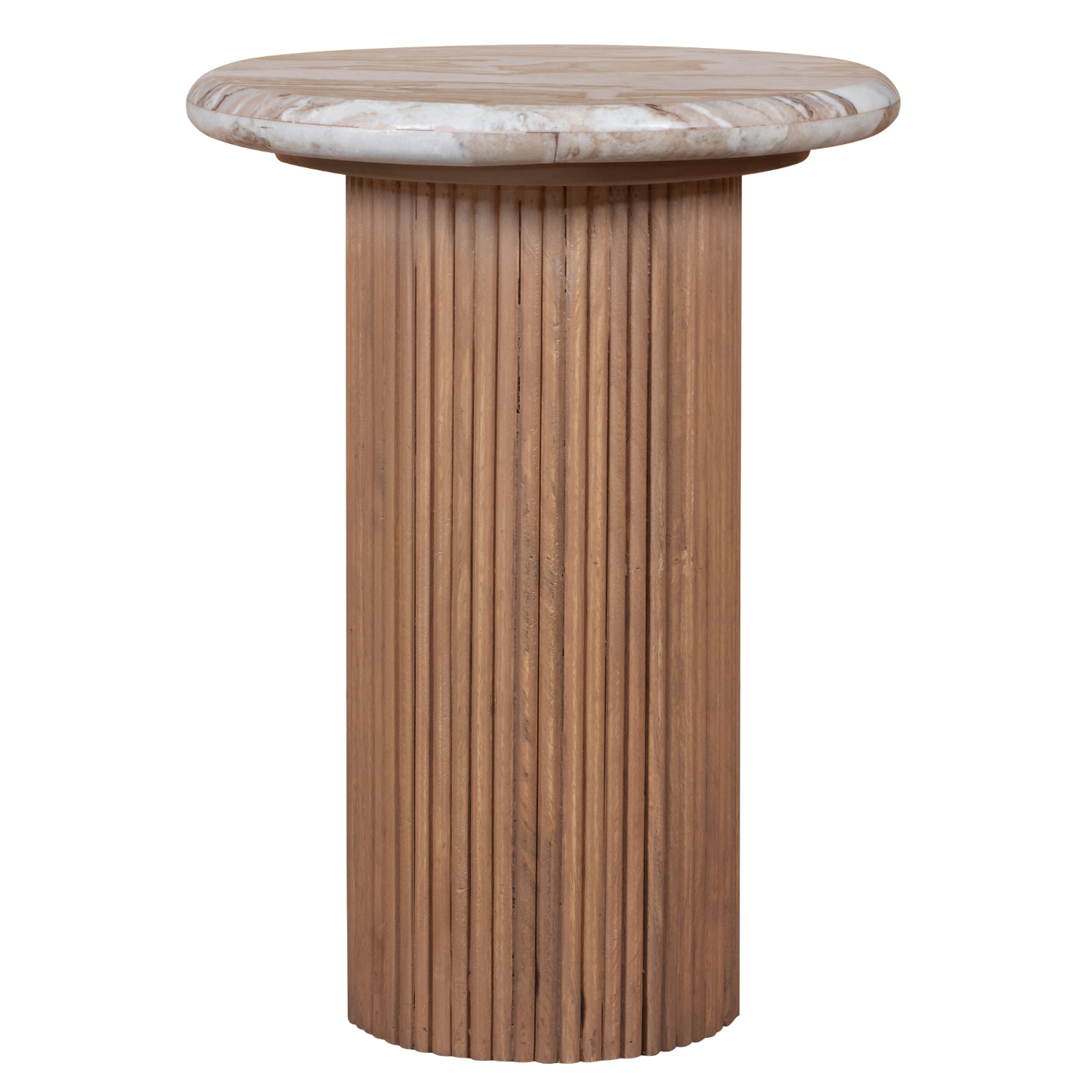 Ashford Natural Marble & Wood Pedestal Side Table - Image 3
