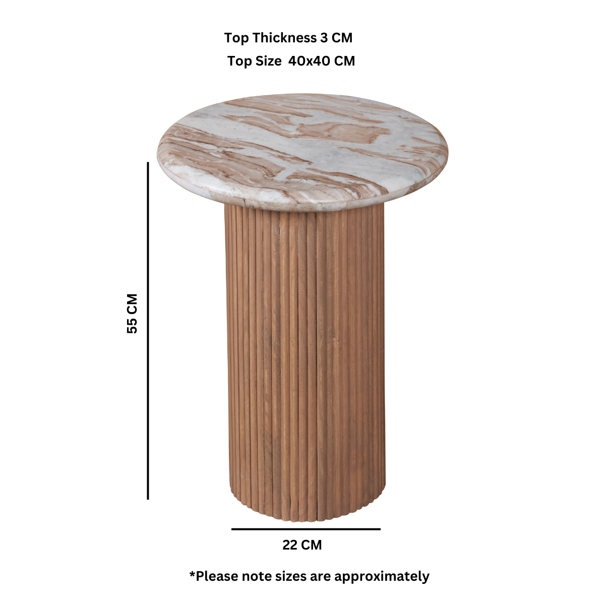 Ashford Natural Marble & Wood Pedestal Side Table - Image 4