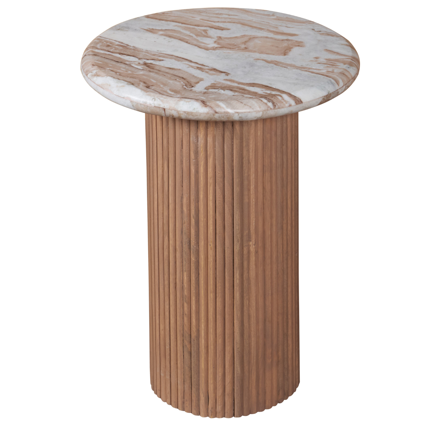 Ashford Natural Marble & Wood Pedestal Side Table - Image 2