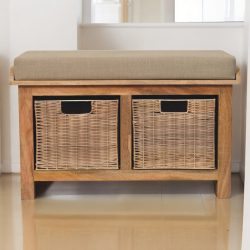 Rattan Basket Linen Bench