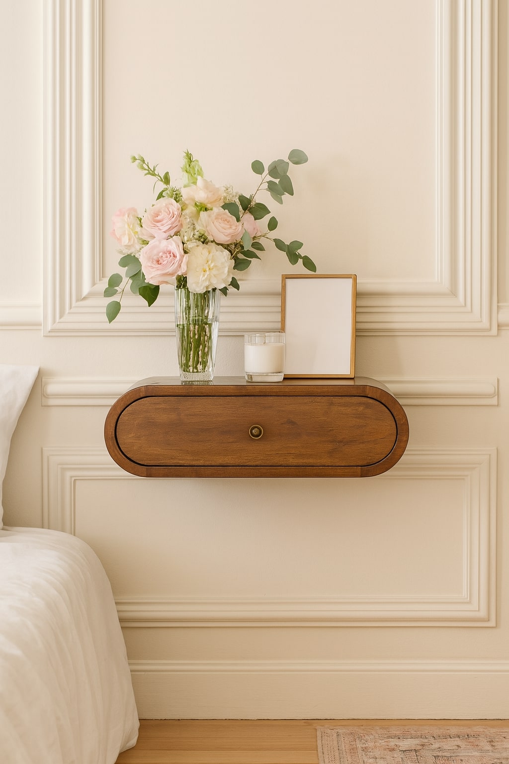 Wall Mounted Round Chestnut Bedside