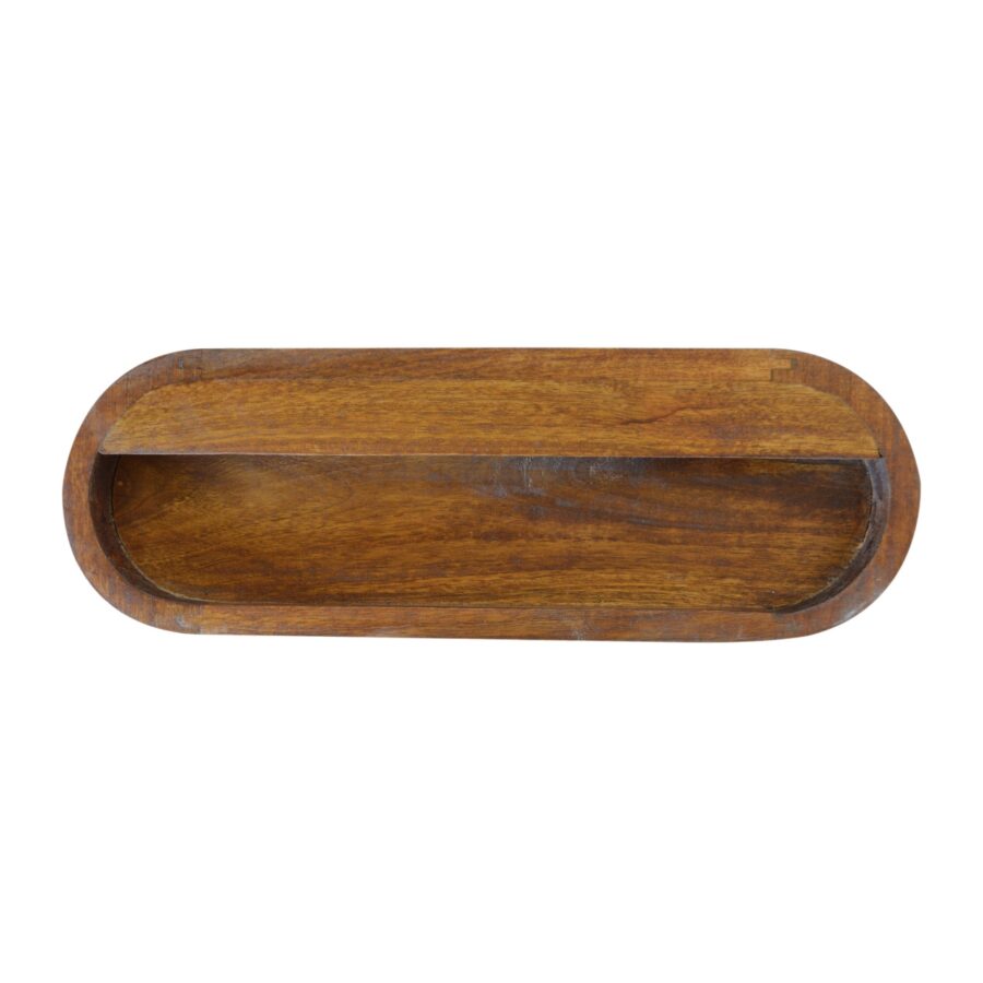 Wall Mounted Round Chestnut Bedside - Image 3