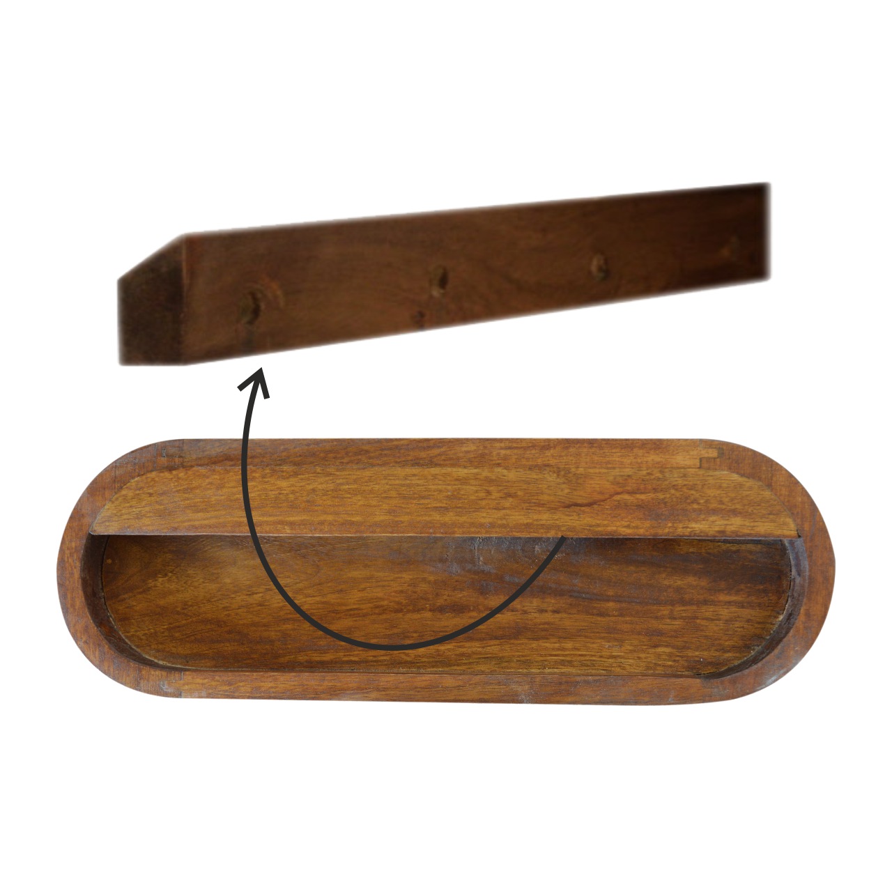 Wall Mounted Round Chestnut Bedside - Image 2