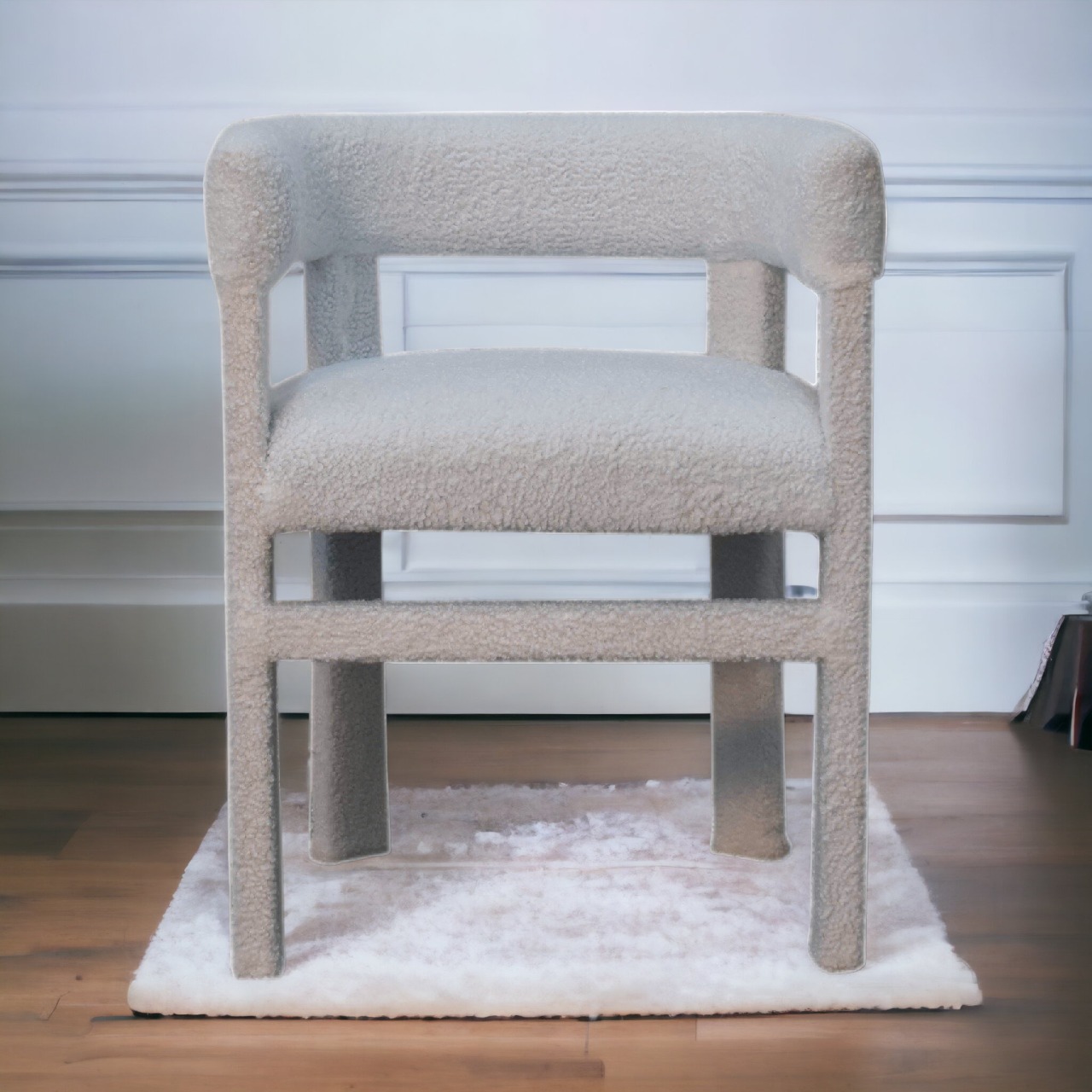 White Boucle Occasional Chair